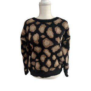 MICHAEL KORS Animal Print Dark Camel Sweater Size Small NEW